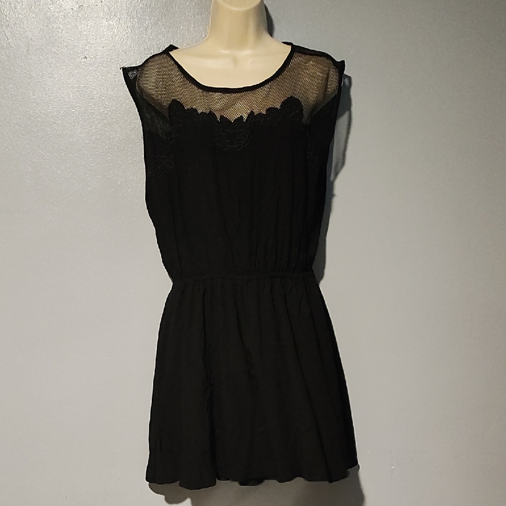 Elegant Black Ace Fashion Floral Lace Top XL Dress